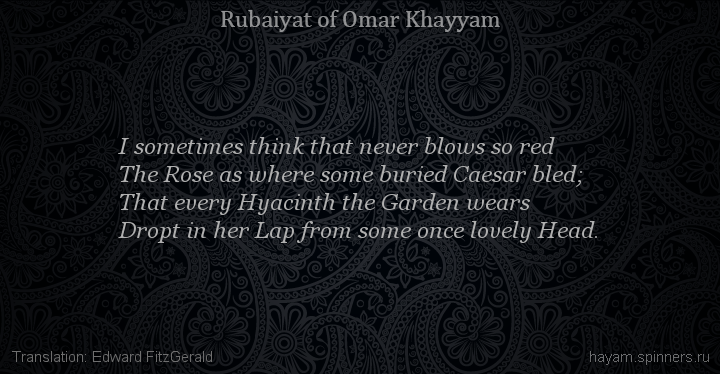 I sometimes think that never blows so red
 | Omar Khayyam | Rubaiyat in English